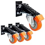 4-teiliges, hochbelastbares Lenkrollensystem mit Hebe- und Arretierungsfunktion, seitlich montiertes Fußpedal