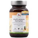 for you multi enzym komplex - 60 Kapseln Multienzyme von DigeZyme® mit den Enzymen Alpha-Amylase, Neutrale Protease, Cellulase, Lactase & Lipase hergestellt durch Fermentation + Bromelain & Papain