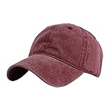 generisch Low Made Women Baseball Classic Mütze Herren All Cotton Verstellbare Kappe Baseballkappe Cap Herrenn (Red, One Size)