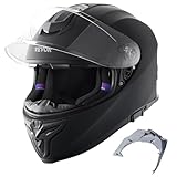 VEVOR Motorradhelm Motocross-Helme Integralhelm Größe M, Helme aus ABS mit Bluetooth-Schlitz & Wechselglas, ECE-geprüfter bequemer Motocross-Helm, für Jugendliche & Erwachsene schwarz