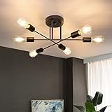 CBJKTX Deckenlampe Vintage Deckenleuchte Retro - 6 Flammig Wohnzimmerlampe Industrie E27 Schwarz Schlafzimmerlampe Esstischlampe für küche Flur Wohnzimmer Rustikal Stil (ohne Leuchtmittel)