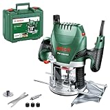 Bosch Oberfräse POF 1400 ACE (1400 W; für Holzbearbeitung; 3x Spannzange; Fräser; Parallelanschlag; Absaugadapter; im Koffer), Testnote: Testsieger (Magazin: selbst ist der Mann)