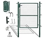 Ollewiellan Gartentor, 100x100cm Grün Gartentür Zauntür Hoftor aus verzinktem Stahl, inkl. Schloss Türklinke und 3 Schlüsseln, Zauntor Zaun Wetterfest, Robust und Langlebig