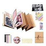 Besreey Dehnbares Faltalbum, 15x20 cm Scrapbooking Zubehör, Foto Und Karten Aufbewahrungsbuch Mit DIY Zubehör Set, für Hochzeitsfeier Babyparty Familienzusammenkunft Urlaub Abschlussfeier Reisende