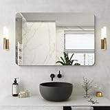 NIMURY Rechteckig Wandspiegel, 61x91 cm Rahmenlos Badezimmerspiegel mit Abgerundeten Ecken,Spiegel Rechteckig für Badezimmer, Schlafzimmer, Wohnzimmer, Hängt Horizontal oder Vertikal