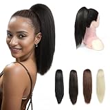 PARXITN Claw Jaw Clip in Pferdeschwanz Haarverlängerung Synthetisches Haarteil Tiefbraun 30 cm Gerade Kurzer Pferdeschwanz Extensions für Frauen