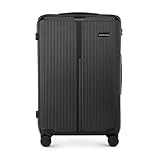 WITTCHEN Stripes Line Mittelgroßer Koffer 67,5 x 45 x 27 cm (L) | Hartschale Reisekoffer ABS, 65 l, 4 Rollen 360° | Für Lufthansa/Eurowings/Ryanair, zahlenschloss, teleskopgriff | Farbe: Schwarz
