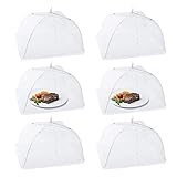 Homealexa Fliegenhaube 6 Set Abdeckhaube für Essen Faltbare Kuchenabdeckung Fliegenschirm Lebensmittel Abdeckung Perfekter Fliegen-Schutz für Essen Obst Picknick BBQ Weiß