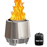 EAST OAK Kleine Rauchfreie Feuerschale, Tragbarer Tisch-Feuerkorb aus 304 Edelstahl mit Abnehmbarer Ascheplatte & Tragetasche – für Holz/Pellets. Ideal für Balkon, Garten, Camping ⌀22,1cm, Höhe 21,1cm