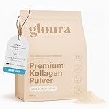 Gloura Collagen Pulver Premium [500g] - 100 % reines Collagen Hydrolysat, Collagen type 1 & 3, hohe Löslichkeit, ohne Zusätze, Ideal für Haut, Haare, Gelenke Gute Löslichkeit - Neutral