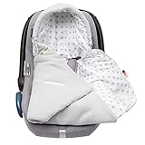 Baby Einschlagdecke Babyschale Winter Strickdecke Kinderwagendecke Fußsack Baby 100% Baumwolle mit Füllung Universal für Kinderwagen Buggys Frühling Maxi Cosi 3 Punkt Gurt Beige Grau(39)(Grau)