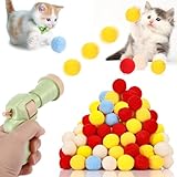 Collazoey Katzenspielzeug 50 Bälle, Ball Pistole, Plush Interactive Toy, Training Launcher, Bunte Geräuschloser Spielzeug für Indoor