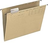 Q-Connect KF00555 25 Stück Hängemappen und Zubehör UniReg/Für A4 Farbe: Braun/Aus 250g/qm Natronkarton/Schwarzer Organisationsdruck/mit auswechselbaren Blanco-Schildchen/Metall-Hängenschienen