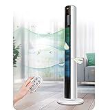 Home White Tower Fan, Luftreinigung 37W Motor Big Outlet LED Touchscreen 4 Windklasse Intelligenter Timer 111cm