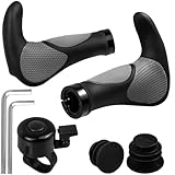 rietegio Fahrradgriffe Zwei Seiten Lock-On Design 22mm Lenkergriffe Ergonomisch Fahrradlenker Rutschfester Bullhorn Lenker mit Fahrrad Klingel für Fahrräder Mountainbikes E-Bikes Rennräder (Schwarz)