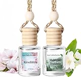 Auto Lufterfrischer zum Aufhängen, Ätherisches Öldiffusor für Auto, Lang anhaltender Lufterfrischer für Auto, Auto-Lufterfrischer für Frauen(Kirschholz + Kirschblüten)