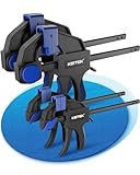 KISTEK® Einhandzwingen Set [4 Stück] - Schnellspannzwinge mit 20-75kg Spannkraft - Carbonstahl Einhandzwinge zum Spannen (85-345mm) & Klemmen (