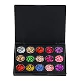 Dewocke 15 Farben Glitzer Lidschatten Palette, Metallic Sequined Eye Shadow, Hochpigmentierter Schimmernde Make-up, Ultra-Glamour für die Augen,Langlebig und Wasserdicht für Party und Bühnen Schminke
