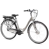 TRETWERK 28 Zoll E-Bike Cloud grau - E-Citybike Damen Fahrrad mit 7 Gang Nabenschaltung - Elektrofahrrad mit Frontmotor 250W, 36V