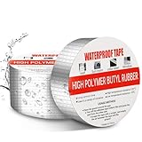 UTOCLEC Wasserfestes Klebeband Butylban, 2 Stück Dichtband Selbstklebend Wasserdicht, AluFolie Bitumenband, Reparaturband Klebeband für Dachleckage, Oberflächenriss, Rohrbruch (5m x 5cm)