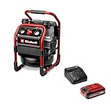 Einhell Professional Akku-Kompressor SILENZZO 18/160 Power X-Change (18 V, max. 8 bar, 6 L Tank, 160 L/min Ansaugleistung, ölfrei, besonders leise, inkl. 4,0 Ah PLUS Akku & Ladegerät)
