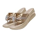 VALICLUD Damen Sandalen mit Wasserstrahlbesatz Sommer Strand Slipper Rutschfeste Leichte Zehentrenner Modische Bling Plateau Schuhe für Freizeit und Urlaub