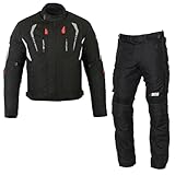 Motorradanzug Herren 2-teilig – Leichte Textilkombination mit CE Protektoren für Sicherheit,Herren Motorrad Textil Jacke und Hose,Motorrad Textil Kombi (BLACK, L)