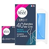 Veet Expert – 40 Wachs-Streifen für Körper & Beine – für empfindliche Haut – perfekte Verarbeitung – langanhaltende Haarentfernung