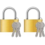 Diyife Vorhängeschloss aus Messing 40MM, 2er-Pack 6 Schlüssel Wasserdicht Schlösser für Werkzeugkisten, Koffer, Schränke, Spinde, Lager, Garage, Garten - Reibungslos Entriegeln