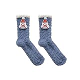 Noel Socken, Damen, Winter, dick, Baumwolle, warm, bedruckt, Weihnachten, rutschfest, Socken, Mid Tude, Hausschuhe, Wintersport, blau, One size