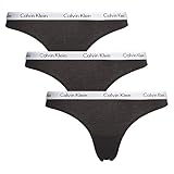 Calvin Klein Damen 3er Pack Strings Tanga, Schwarz (Black), M