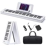 Donner DP-06 Faltbares Klavier, 61 Tasten Full Size Semi Weighted Keyboard Digital Piano für Anfänger, Bluetooth Tragbares E-Piano mit Klaviertasche