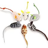 6 PCS Katzenspielzeug, Echtfell-Spielzeugmaus, Fellmaus Spielzeug, Katzenminze Maus für Katzen Kitty
