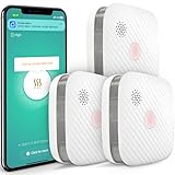 SECAIR Funkrauchmelder Rauchmelder Vernetzt mit Magnethalterung,Photoelektrischem Sensor und Austauschbarer Batterie, Smart Homematic Rauchmelder WLAN für Smart Home(3-Pack)
