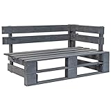 Myheimly Holz Gartenbank für den Innen- und Außenbereich Eckbank Holzbank Sitzbank Parkbank Bank Garten Palettenbank Palettenmöbel Gartenmöbel,Grau