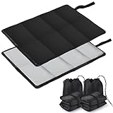 WUFANC 2er Pack Sitzkissen Outdoor, Thermo Sitzkissen Faltbar, wasserdichte, Maschinenwaschbar, Sitzunterlage Outdoor mit 2 Aufbewahrungstasche, für Camping, Picknicks, Angeln (Schwarz)