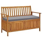KLYEON Gartenbank mit Stauraum 120 cm Massivholz Akazie Gartenmöbel