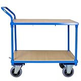 ADB Transportwagen Etagenwagen Rollwagen Materialwagen mit 2 Etagen Tischwagen Kommisionierwagen Vollgummireifen, Traglast 400kg