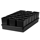 Pullmer 18x Anzuchttöpfe eckig mit Untersetzer, Pflanztöpfe für Stecklinge & Samenanzucht, mit Tablett, Shuttle-Trageschalen (Anzuchttöpfe 9x9x14 + Untersetzer; 1 Pack)