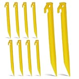 Bewudy 10 Stück Kunststoff Heringe, Erdnägel für Camping Zeltheringe mit Heringzieher-Loch Sandheringe 23cm Kunststoff Zeltnagel für Camping Garten Outdoor Strand