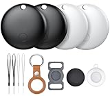 Air Tracker Tag -4 Pack,Bluetooth-Tracker Kinder kompatibel mit Apple Wo ist？|Nur für iOS |4 Verschiedene Hüllen| Austauschbare Batterie |Wasserabweisend |Tracker für Katze,Fahrrad,Kinder,Auto,Hunt