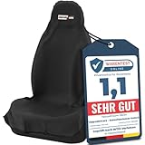 Upgrade4cars wasserdichter Autositzschoner für Vordersitze | Fahrersitz Schonbezug für Werkstatt, Arbeit, Sport usw. | Autositz-Auflage Universal | Auto-Sitzbezug vorne in Schwarz