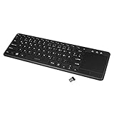 LogiLink ID0188 - Funk Tastatur mit eingebautem Touchpad, 12 praktischen Multimedia Funktionstasten und einem Schlaf-Energie-Sparmodus für PC/Windows/MacOS/Smart TV/Android Box, Schwarz