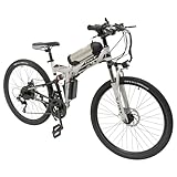 KumuJ 26 Zoll E-Mountainbike ELEKTROFAHRRAD EBIKE 36V/48V 250W E-Bike Klapprad mit 21-Gang,abnehmbaren akku mit 3 Fahrmodi, Dämpfung Vorne und Hinten Elektrofahrrad Ausdauer 20-30KM