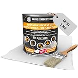 HSS Flüssigkunststoff Abdichtungsset inkl. Pinsel & Vlies – UV- & witterungsbeständig – MS-Polymer – lösungsmittel- & bitumenfrei – Grau – 1 kg für ca. 1 m²