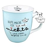 H:) PPY life Tasse mit Motiv 'Erst mal nichts' | Kaffeetasse, Porzellan, 40 cl | Tasse mit Spruch, Geschenk | 46259