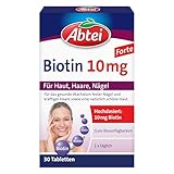 Abtei Biotin 10mg Forte - hochdosiertes Biotin - für schöne Haut, Haare und Nägel - zur Vorbeugung von Biotinmangel - laborgeprüft - 30 Tabletten