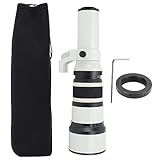 500mm F6.3 Teleobjektiv Festbrennweite, T2 AF Adapterring, Aluminiumoptik, Schwarz - Hochwertige Optik, Präzise Manuelle Fokussierung, Wildlife und Langdistanzaufnahmen (Weiß)