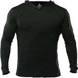 Muscle Alive Herren Gym Dünne Langarmshirt Mens Bodybuilding Hoodies Kapuzenpullover Sweater Longsleeve Tops Baumwolle Schwarz XL