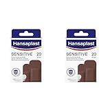 Hansaplast Sensitive Hautton Pflaster dark (20 Strips), hautfreundliche und hypoallergene Wundpflaster mit Bacteria Shield & sicherer Klebkraft, schmerzlos zu entfernende Pflaster (Packung mit 2)